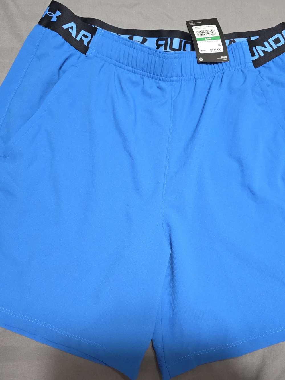 Under Armour Men’s Bright Blue Athletic Shorts with Black Waistband